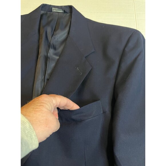 VTG Burberrys Mens Blazer Navy 100% Wool Made In USA Size 44R gold buttons - Picture 9 of 16
